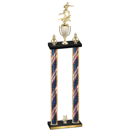 Double Flag USA Year Flag Football Trophy