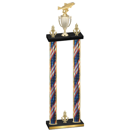 Double Flag USA Victory Fishing Trophy