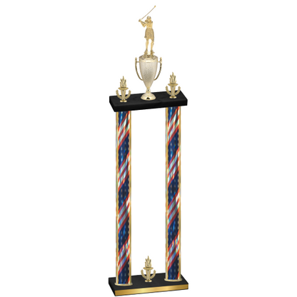 Double Flag USA Victory Golf Trophy