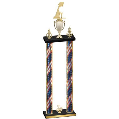 Double Flag USA Second Place Golf Trophy