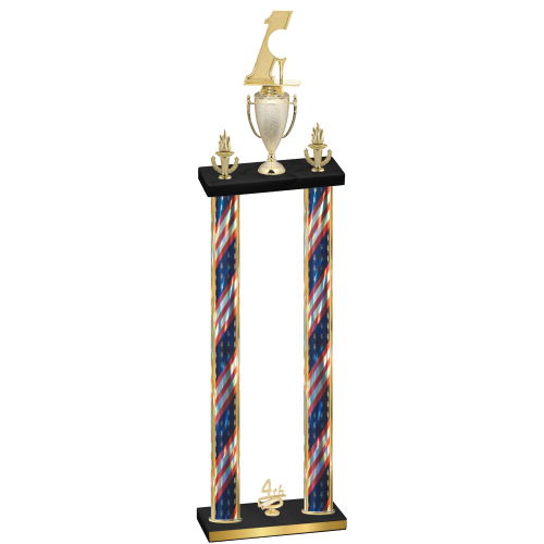 Double Flag USA Fourth Place Golf Trophy