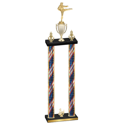 Double Flag USA Third Place Karate Trophy