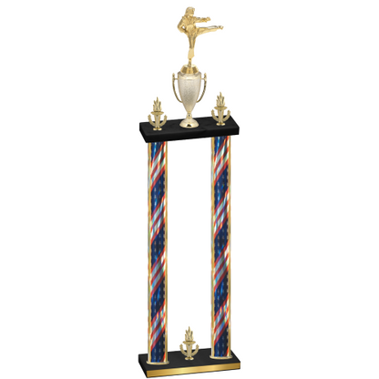 Double Flag USA Victory Karate Trophy