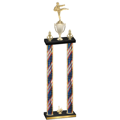 Double Flag USA First Place Karate Trophy