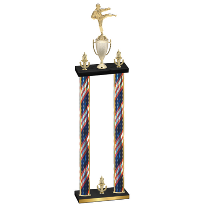 Double Flag USA Victory Karate Trophy