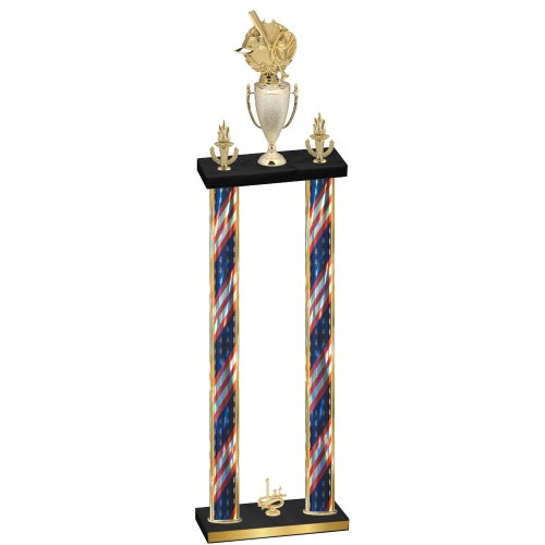 Double Flag USA First Place Baseball Trophy