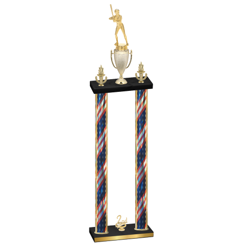 Double Flag USA Second Place Softball Trophy