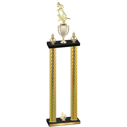 Double Gold Carbon Fiber Fourth Place Football Trophy