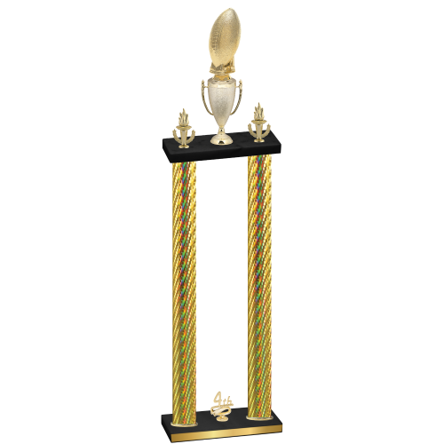 Double Gold Carbon Fiber Fourth Place Football Trophy