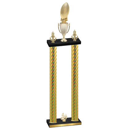 Double Gold Carbon Fiber Fourth Place Football Trophy
