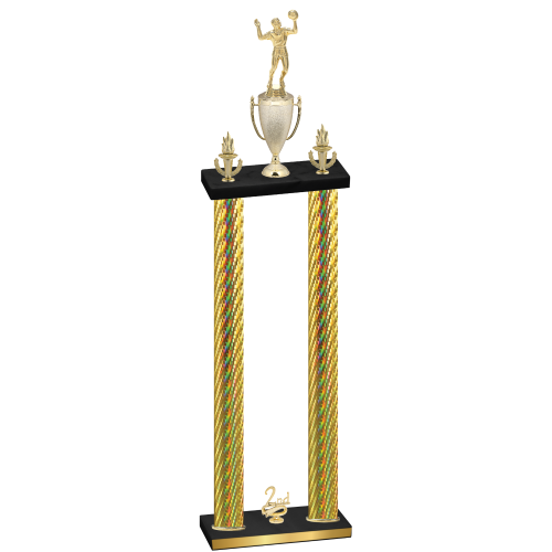 Double Gold Carbon Fiber Second Place Volleyball Trophy