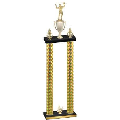Double Gold Carbon Fiber Third Place Volleyball Trophy