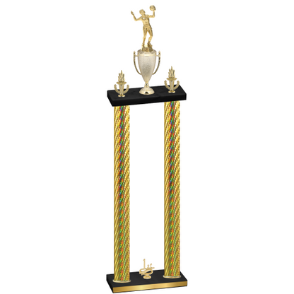 Double Gold Carbon Fiber First Place Volleyball Trophy