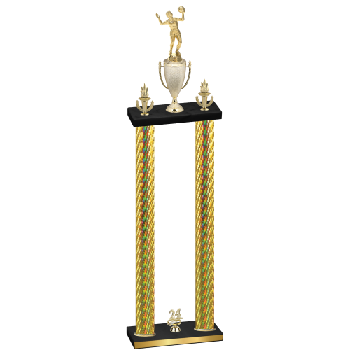 Double Gold Carbon Fiber Year Volleyball Trophy