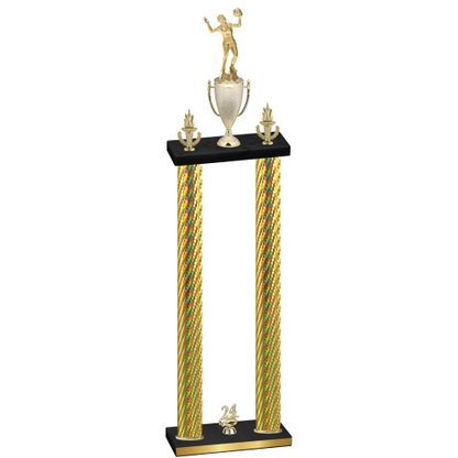 Double Gold Carbon Fiber Year Volleyball Trophy