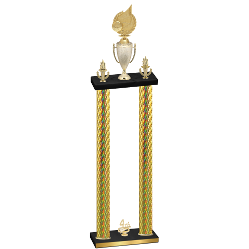 Double Gold Carbon Fiber Fourth Place Volleyball Trophy