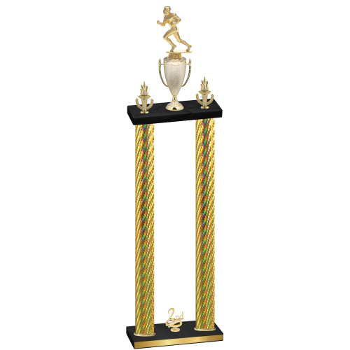 Double Gold Carbon Fiber Second Place Football Trophy