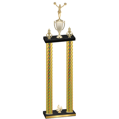 Double Gold Carbon Fiber Fourth Place Cheerleading Trophy