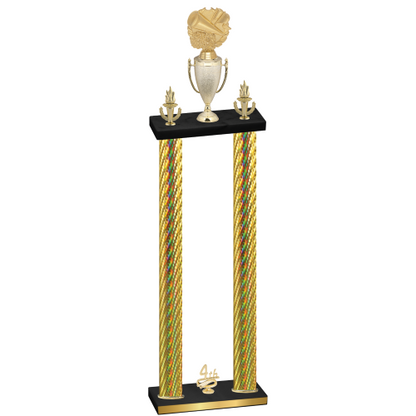 Double Gold Carbon Fiber Fourth Place Cheerleading Trophy