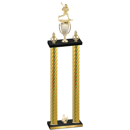 Double Gold Carbon Fiber Third Place Lacrosse Trophy