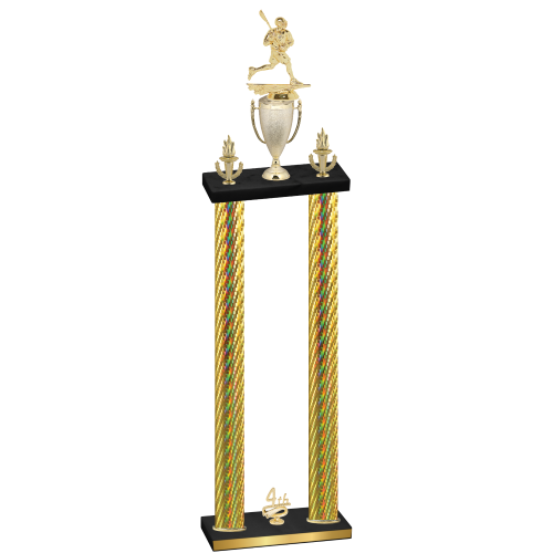 Double Gold Carbon Fiber Fourth Place Lacrosse Trophy
