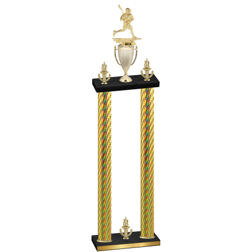 Double Gold Carbon Fiber Victory Lacrosse Trophy