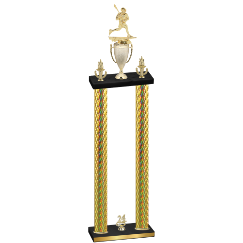 Double Gold Carbon Fiber Year Lacrosse Trophy