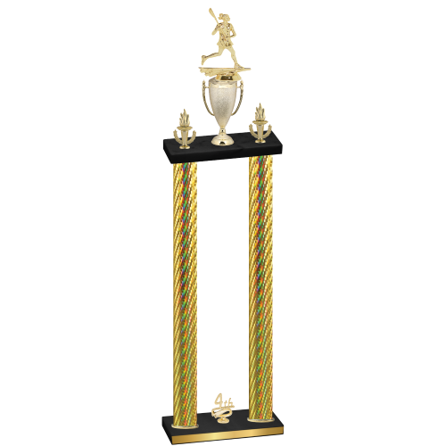 Double Gold Carbon Fiber Fourth Place Lacrosse Trophy