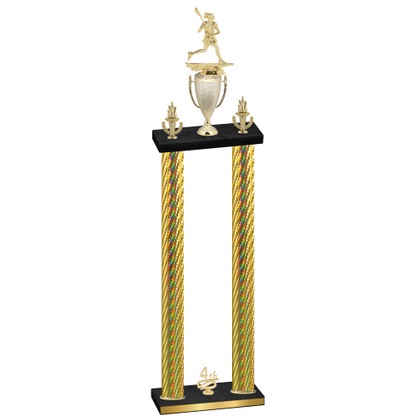 Double Gold Carbon Fiber Fourth Place Lacrosse Trophy