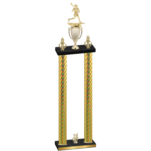Double Gold Carbon Fiber Year Lacrosse Trophy