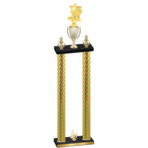 Double Gold Carbon Fiber Third Place Pickleball Trophy