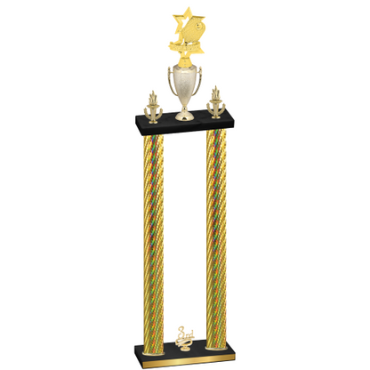Double Gold Carbon Fiber Third Place Pickleball Trophy