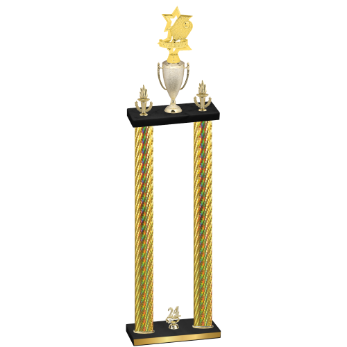 Double Gold Carbon Fiber Year Pickleball Trophy