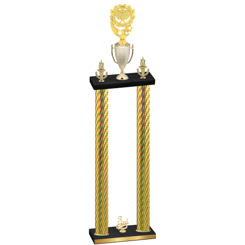 Double Gold Carbon Fiber Third Place Pickleball Trophy