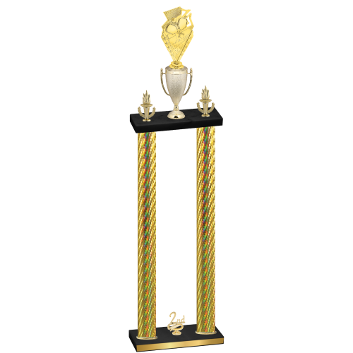 Double Gold Carbon Fiber Second Place Pickleball Trophy