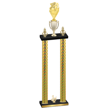 Double Gold Carbon Fiber Third Place Pickleball Trophy