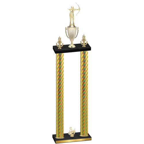 Double Gold Carbon Fiber Third Place Archery Trophy