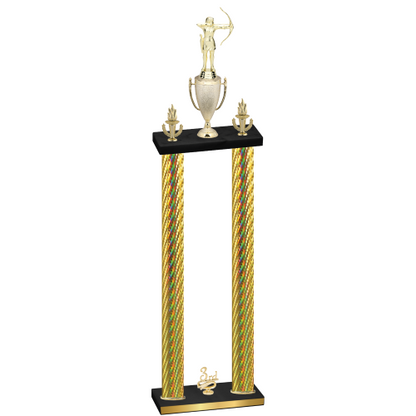 Double Gold Carbon Fiber Third Place Archery Trophy