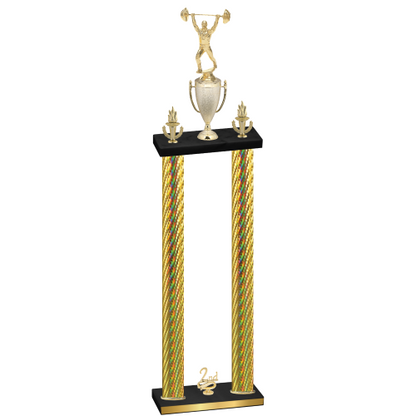 Double Gold Carbon Fiber Second Place Weights Trophy