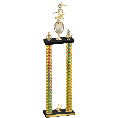 Double Gold Carbon Fiber Second Place Flag Football Trophy