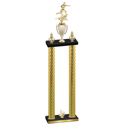 Double Gold Carbon Fiber Fourth Place Flag Football Trophy
