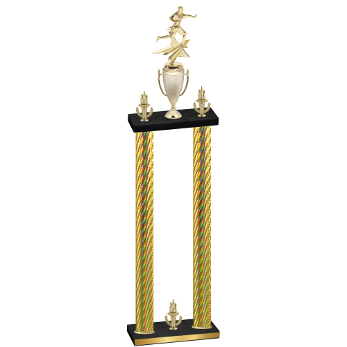 Double Gold Carbon Fiber Victory Flag Football Trophy