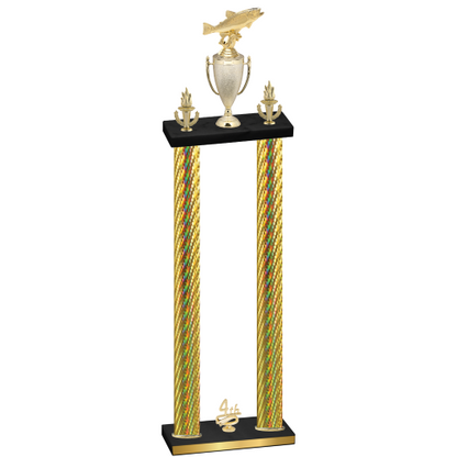Double Gold Carbon Fiber Fourth Place Fishing Trophy