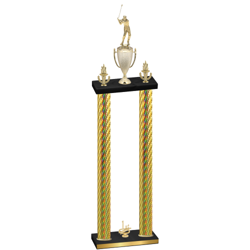 Double Gold Carbon Fiber First Place Golf Trophy