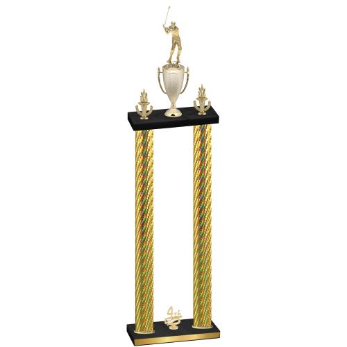 Double Gold Carbon Fiber Fourth Place Golf Trophy