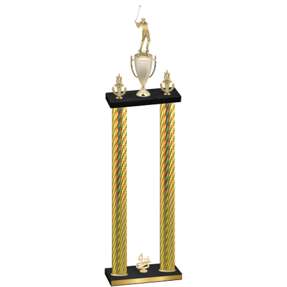Double Gold Carbon Fiber Fourth Place Golf Trophy
