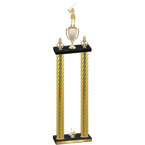 Double Gold Carbon Fiber First Place Golf Trophy