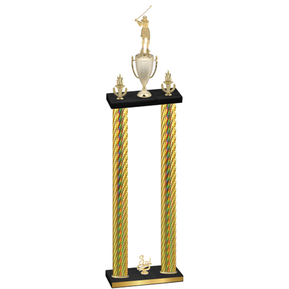 Double Gold Carbon Fiber Third Place Golf Trophy