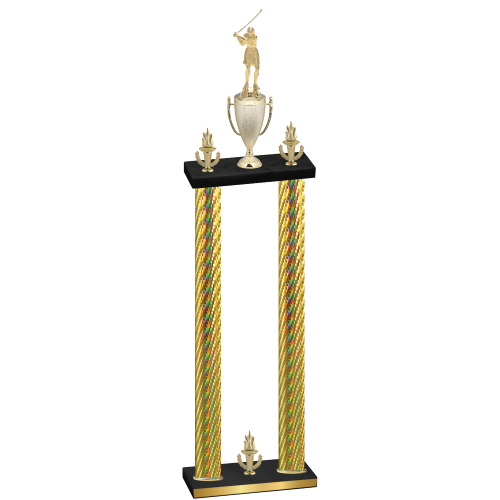 Double Gold Carbon Fiber Victory Golf Trophy