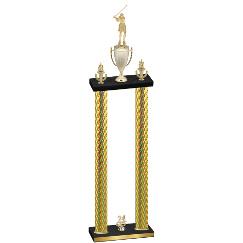 Double Gold Carbon Fiber Year Golf Trophy